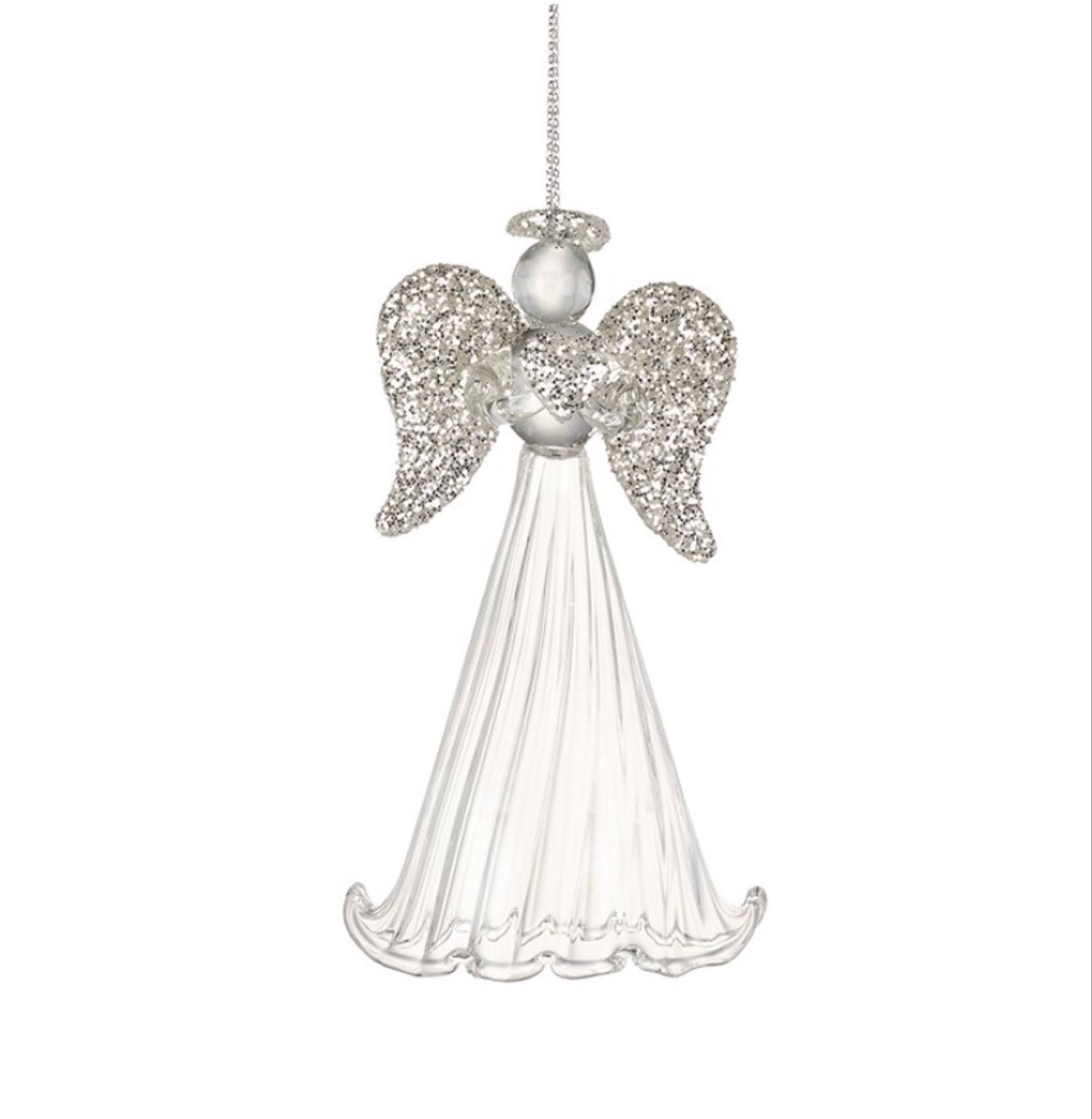 Glass Angel with glitter heart