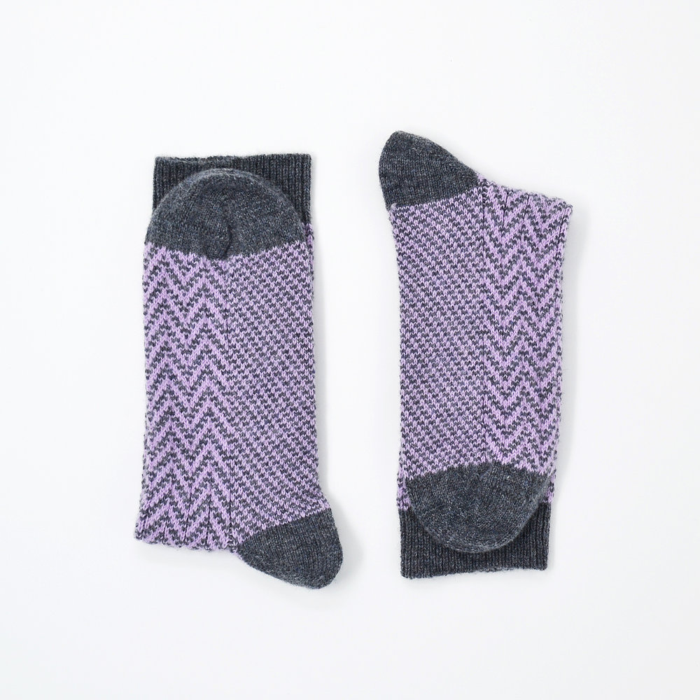 Cashmere Chevron Socks by Scarlet Knitwear 