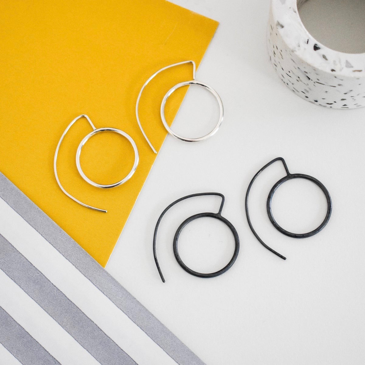 Round Flat Silver Earrings by Claire Lowe