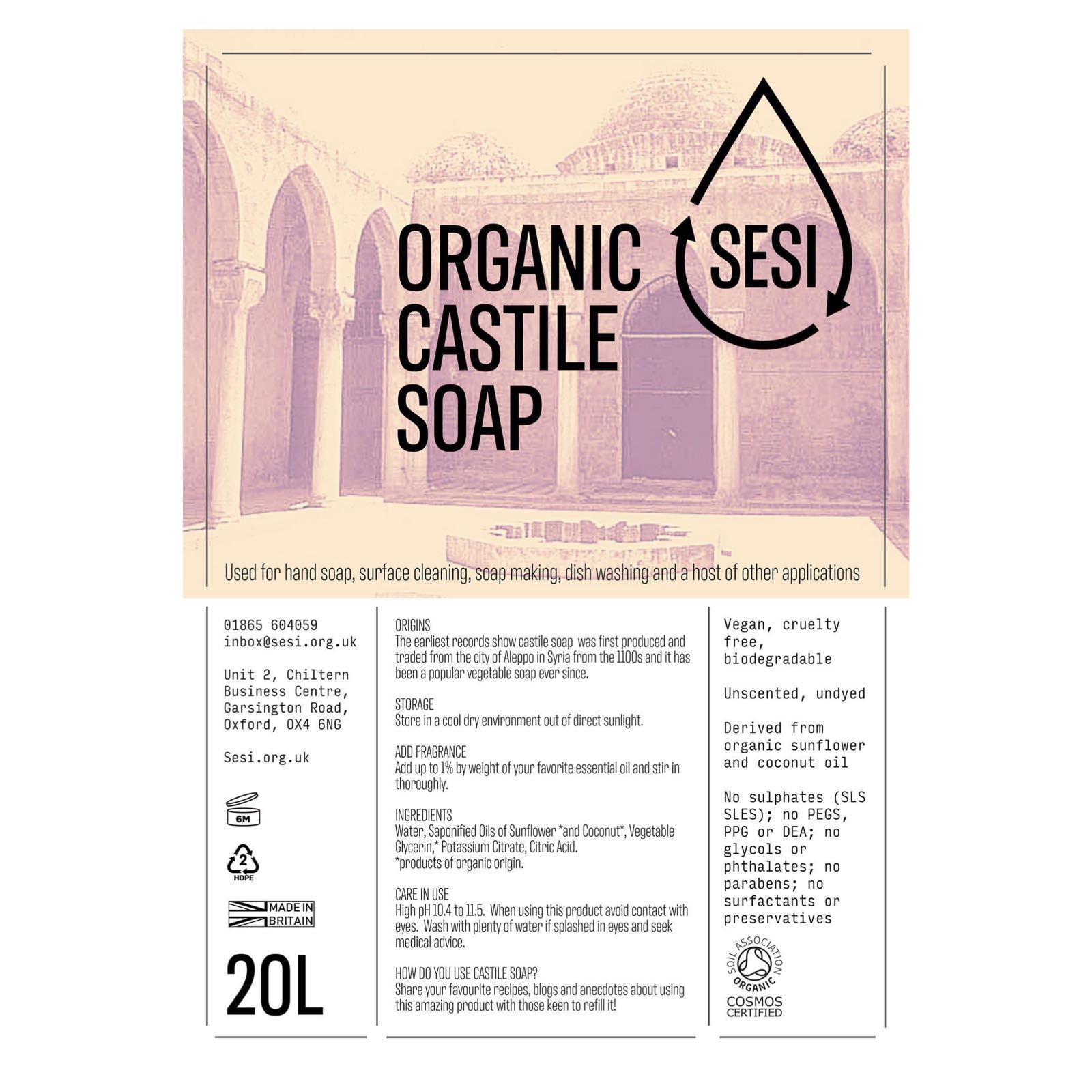 Castile Soap | Organic and Unfragranced from Sesi