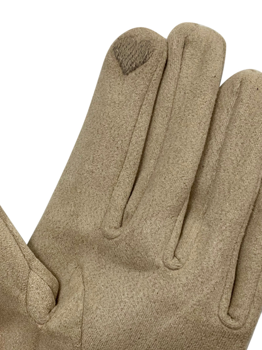 3865 Suede Effect TGloves With Contrast Bow