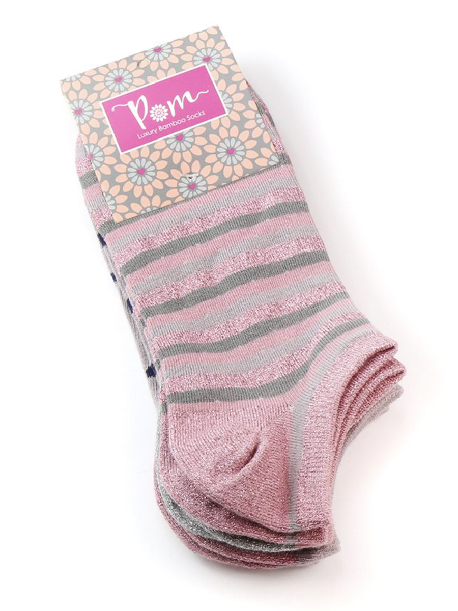20011  POM Pink bamboo trainer sock trio