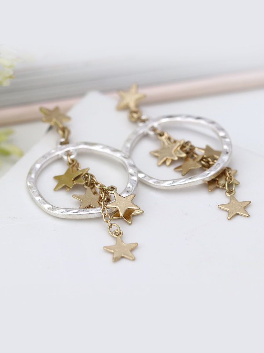 03314 Star cluster hoop earrings