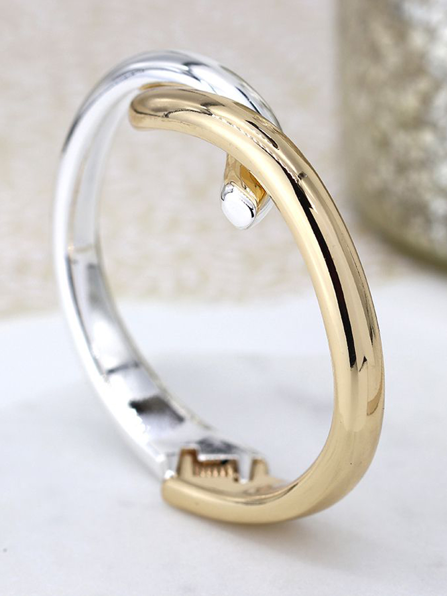 03230 Gold plated and silver plated double curve bangle