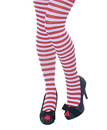 ACCESSORIES/TIGHTS & STOCKINGS/LADIES RED & WHITE STRIPED TIGHTS
