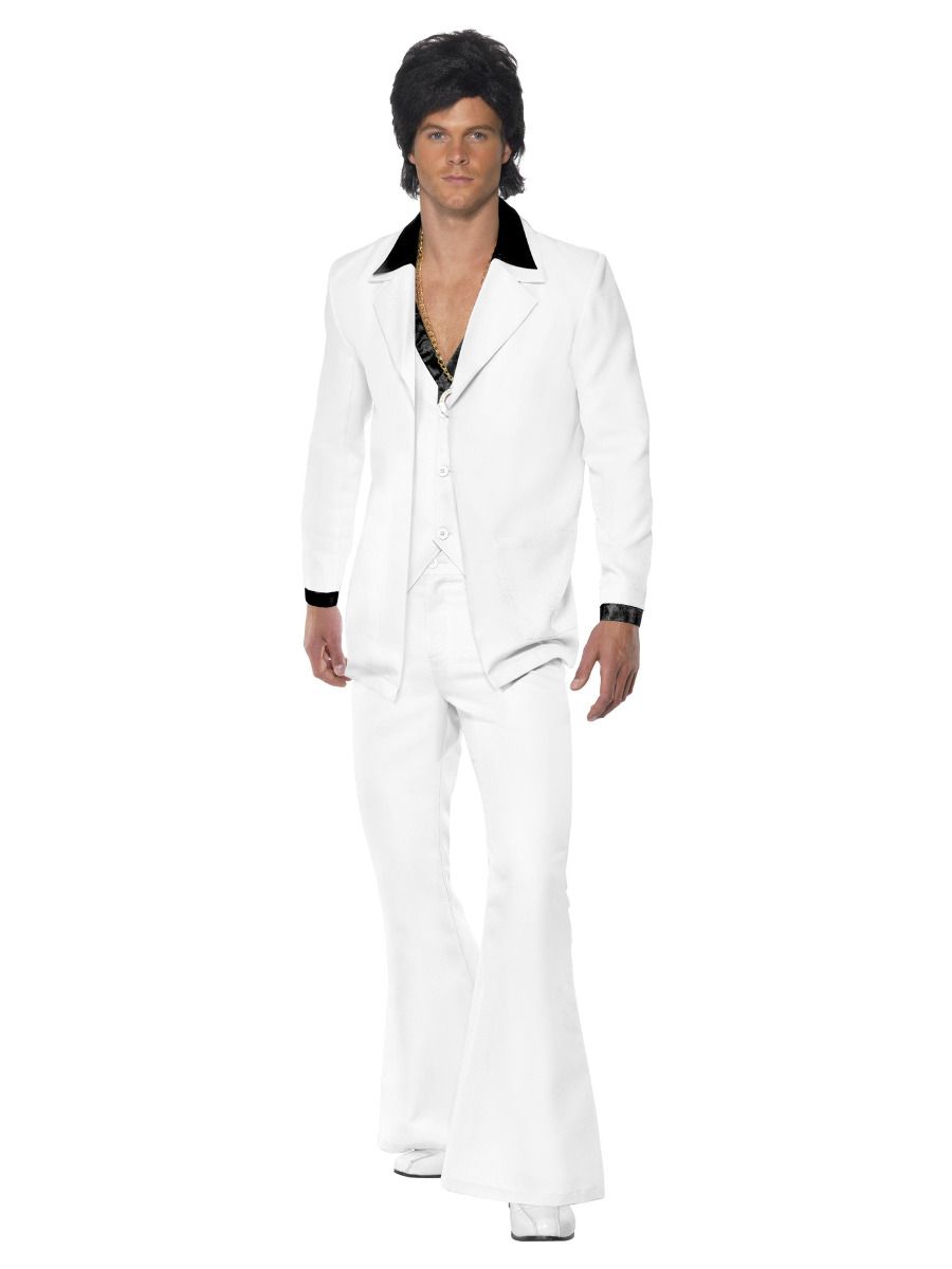 MENS/DECADES/1970'S/1970s Suit Costume, White