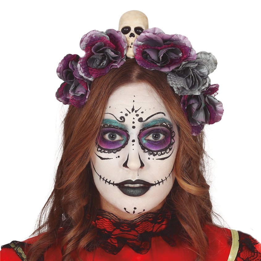 ACCESSORIES/HATS & HEADBANDS/ Purple Flower Skull Headband