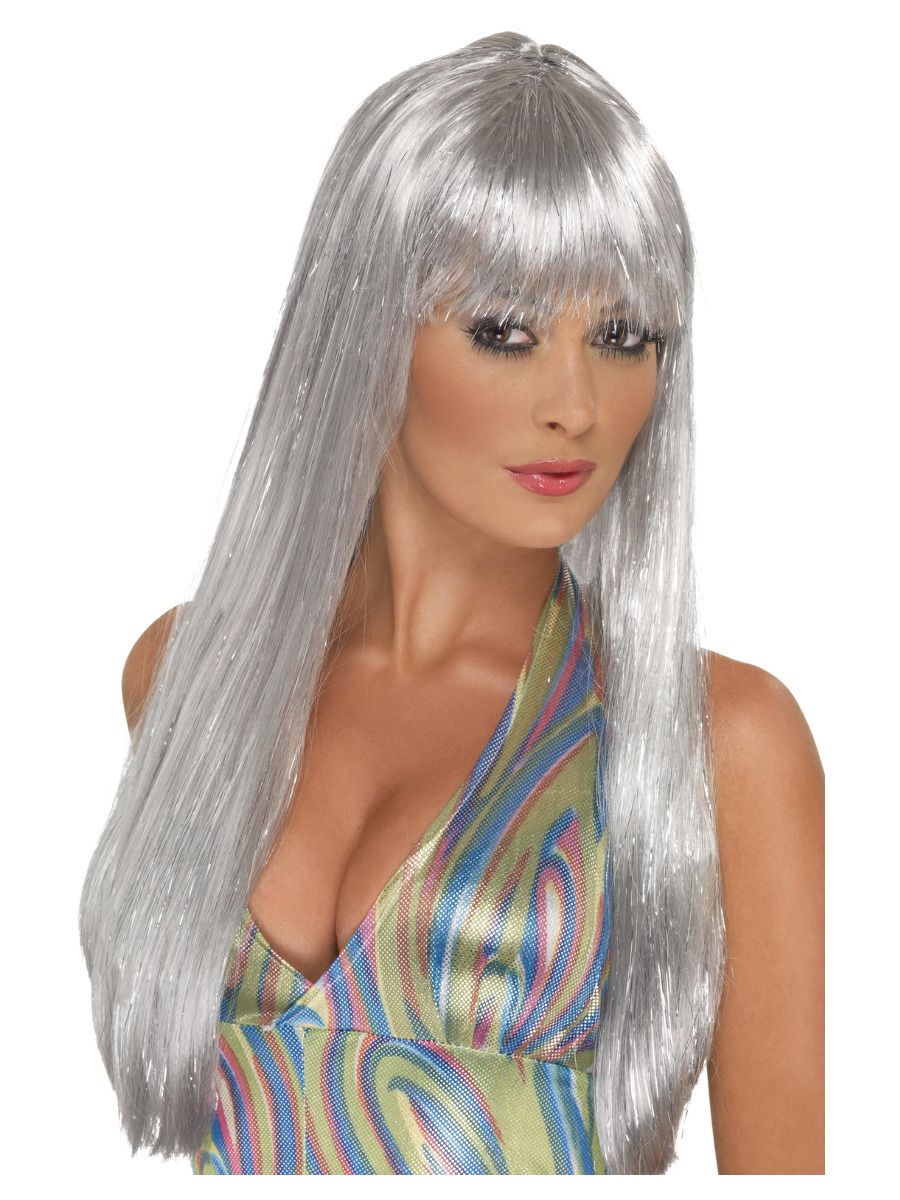 WIG/DECADES/1970'S/Glitter Disco Wig, Silver