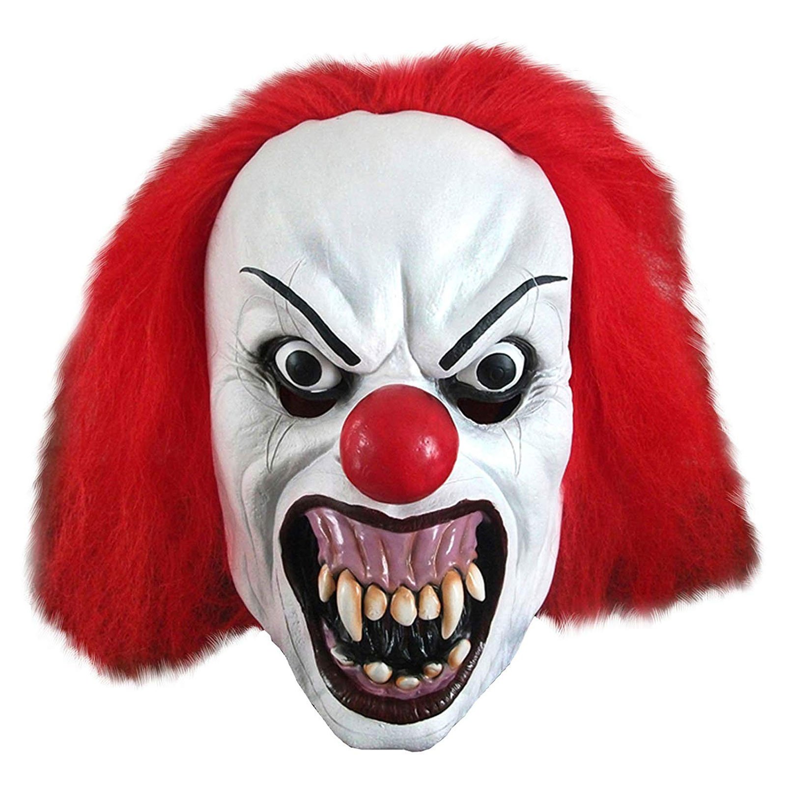 ACCESSORIES/HALLOWEEN/MASKS/PENNYWISE SNARLING TERROR CLOWN MASK WITH HAIR