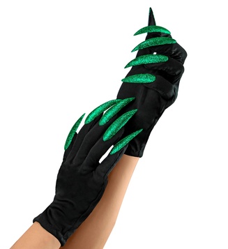 ACCESSORIES/GLOVES & SCARVES/SCARY GLOVES WITH GLITTER NAILS - GREEN