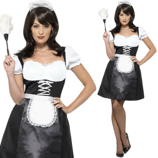WOMAN/UNIFORMS/French Maid Costume with Dress, Black