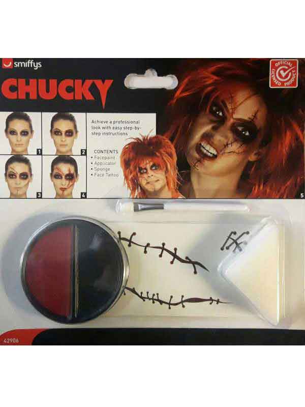 makeup/Face& Body Paint/Chucky Make-Up Kit, Black & Red