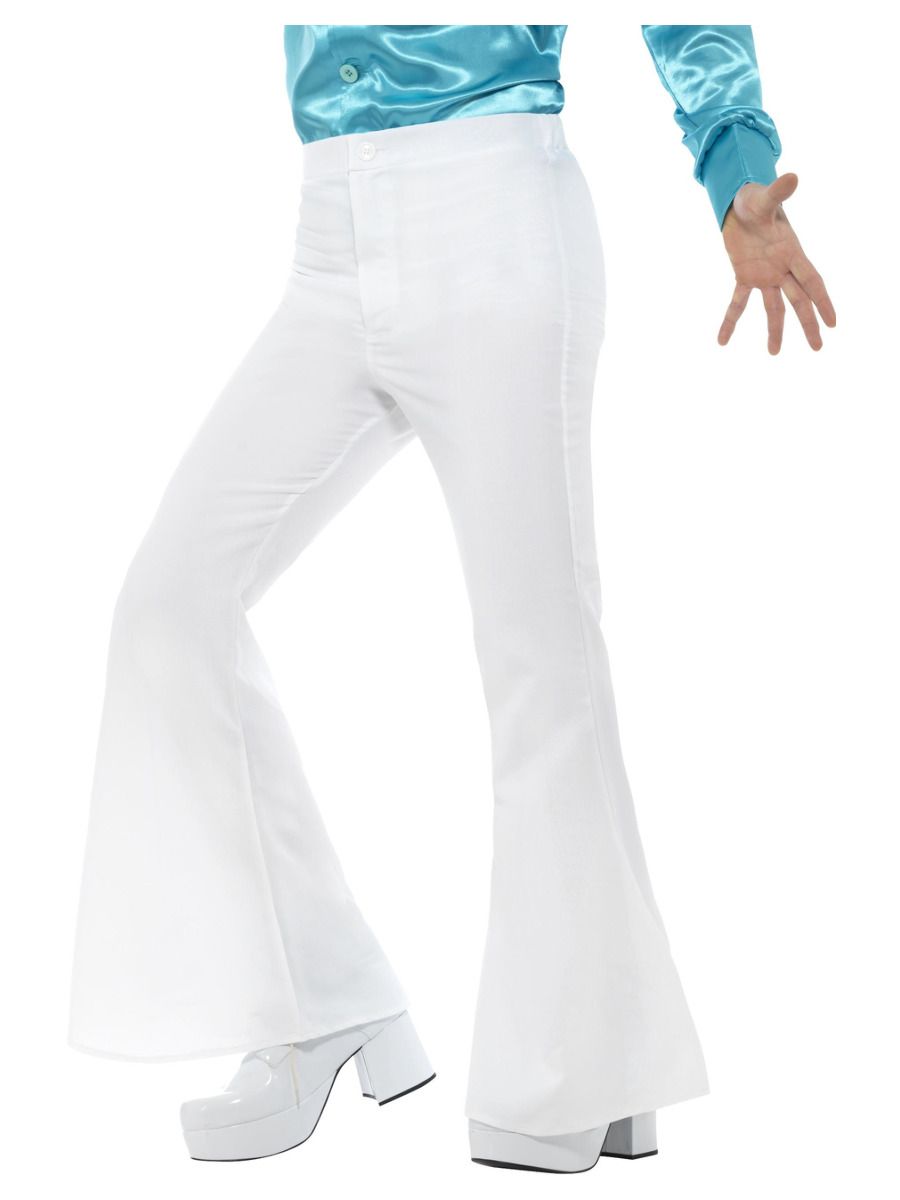 MENS/DECADES/19702/WHITE FLARED TROUSERS
