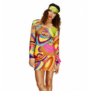 WOMAN/DECADES/1970'S/Fever 70s Flower Power Costume, Multi-Coloured
