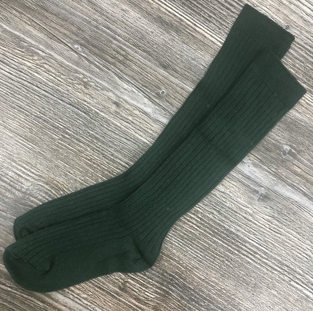 Bottle Green Ribbed Long Socks