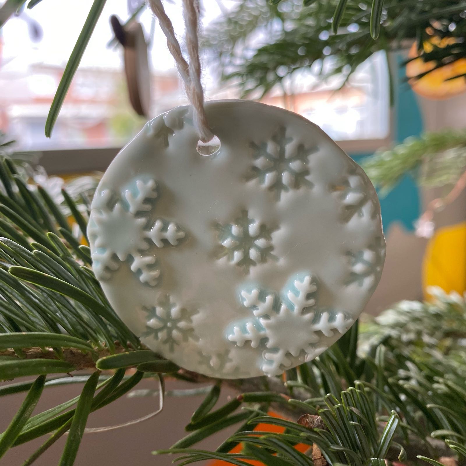 Snowflake Disc Porcelain Christmas Decoration