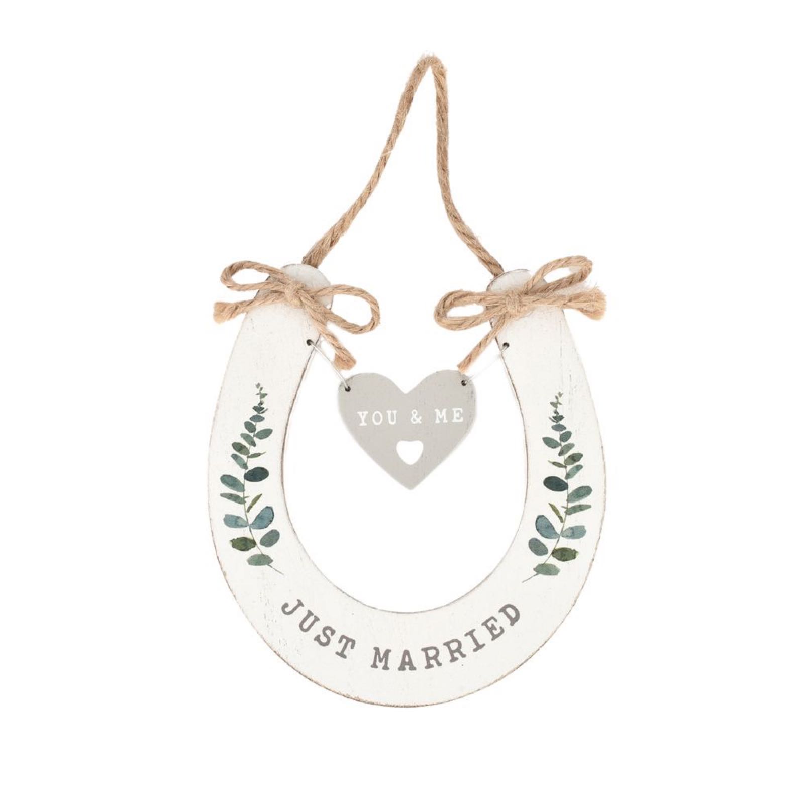 Just Married White Horseshoe  (can be engraved)