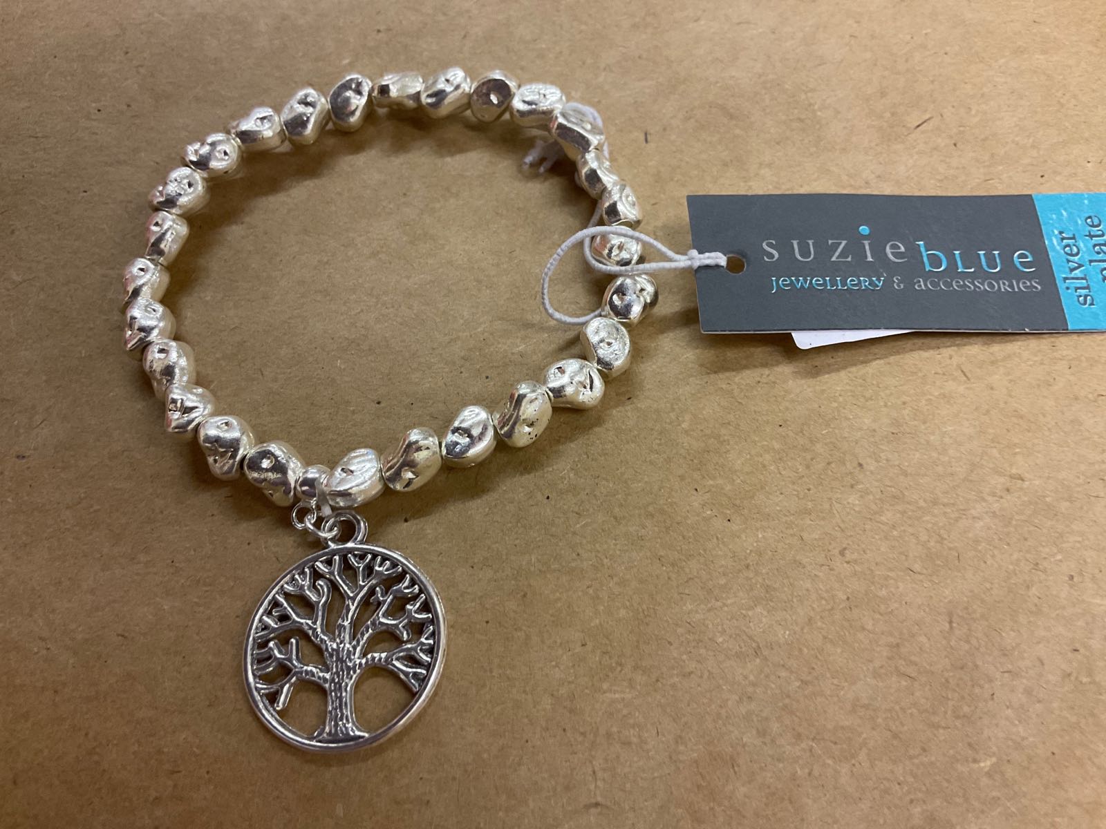 101 elasticated nugget bracelet with tree of life charm