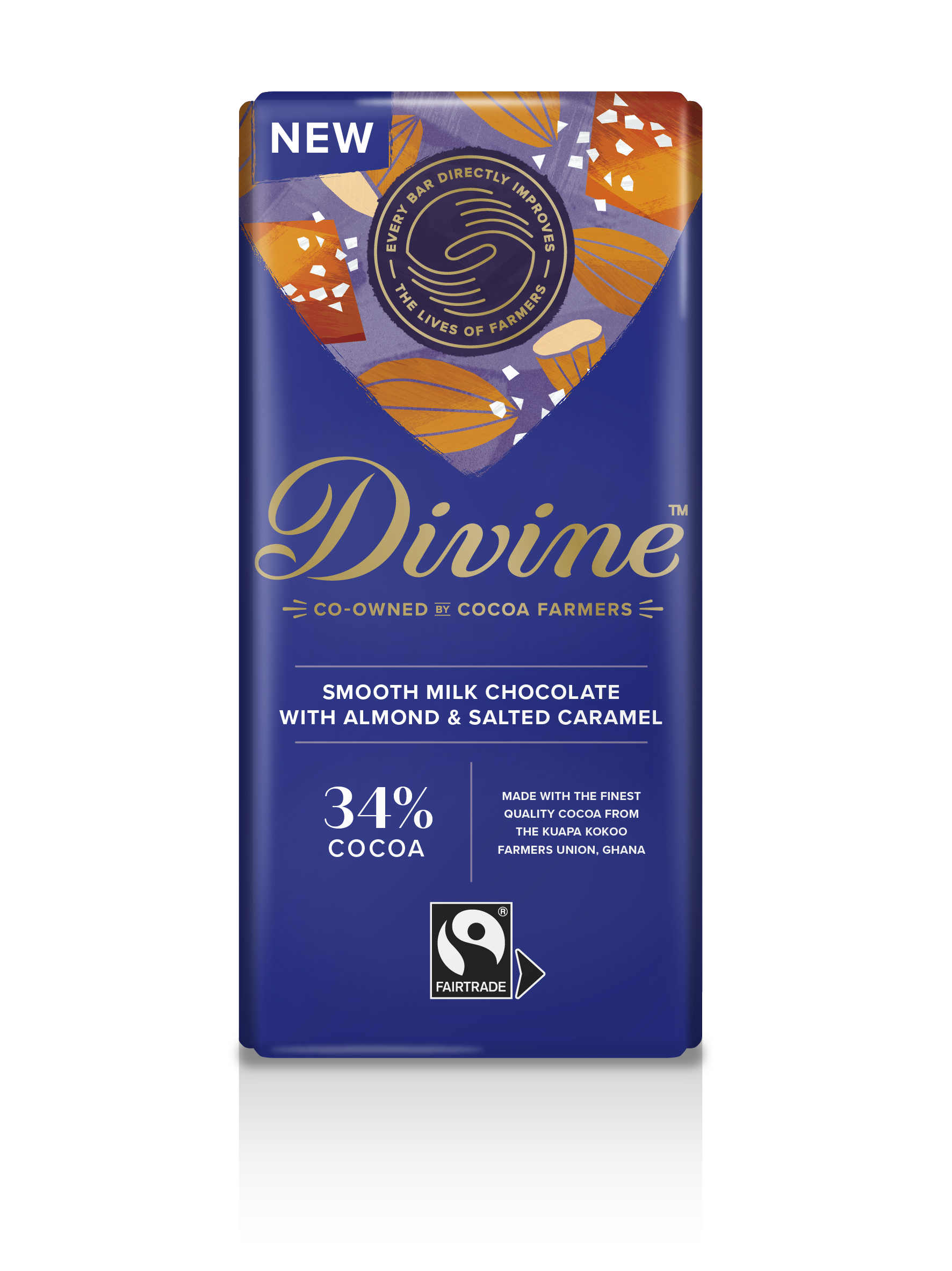 Divine Milk Chocolate with Almond & Salted Caramel, 90g