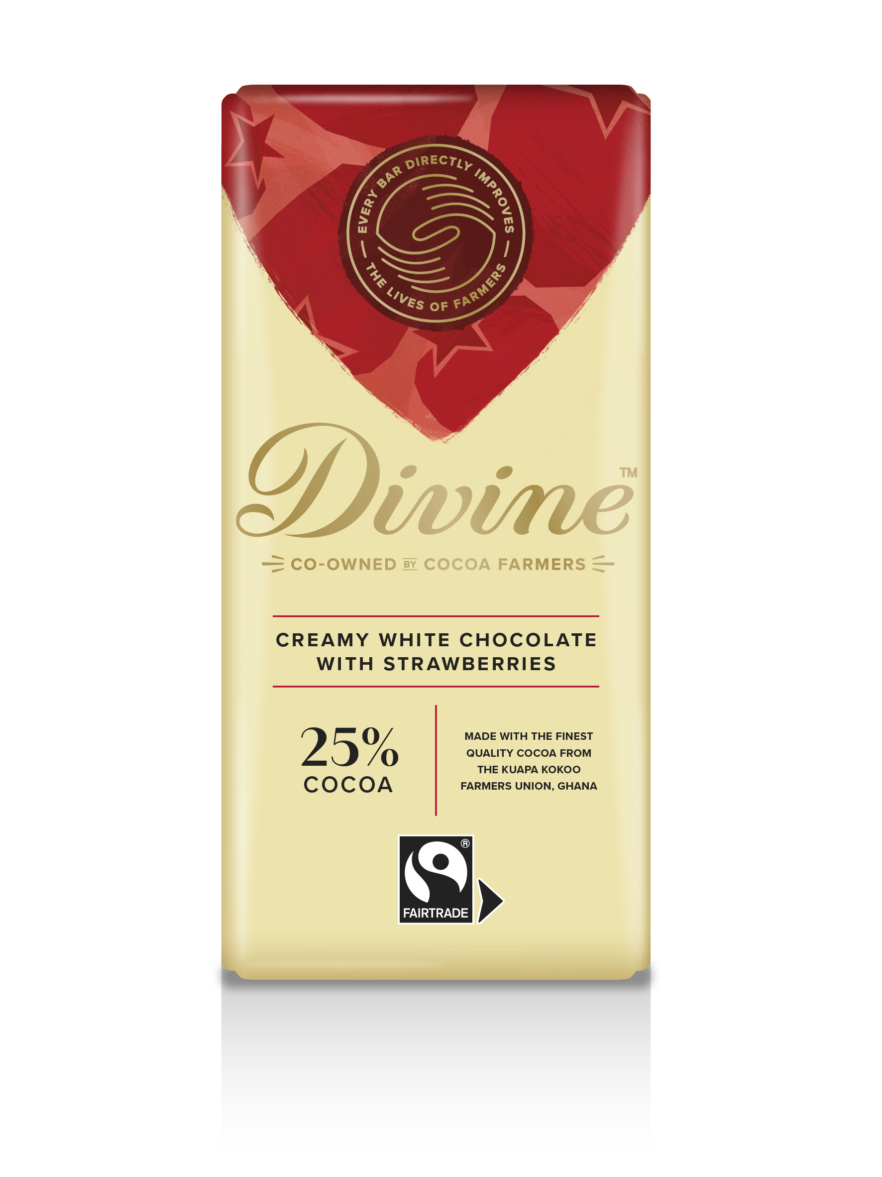 Divine White Chocolate with Strawberries, 90g