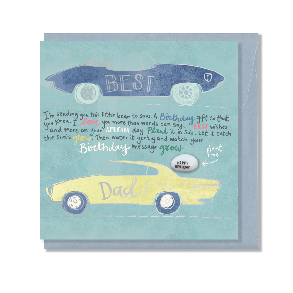 "BEST DAD" BIRTHDAY CARD WITH A PLANTABLE MAGIC BEAN BEAN
