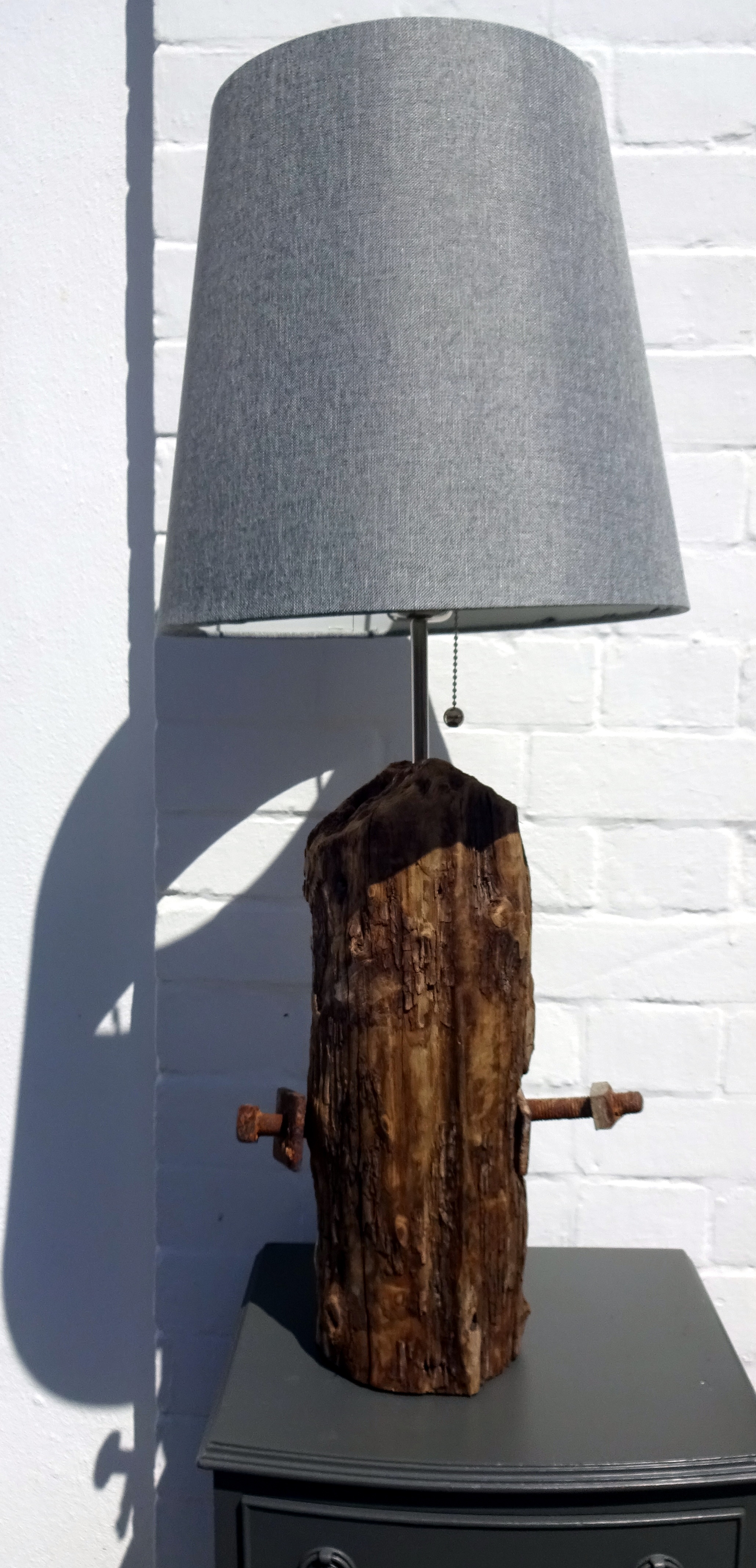 Stunning driftwood lamp handmade in the gallery studio. West Country