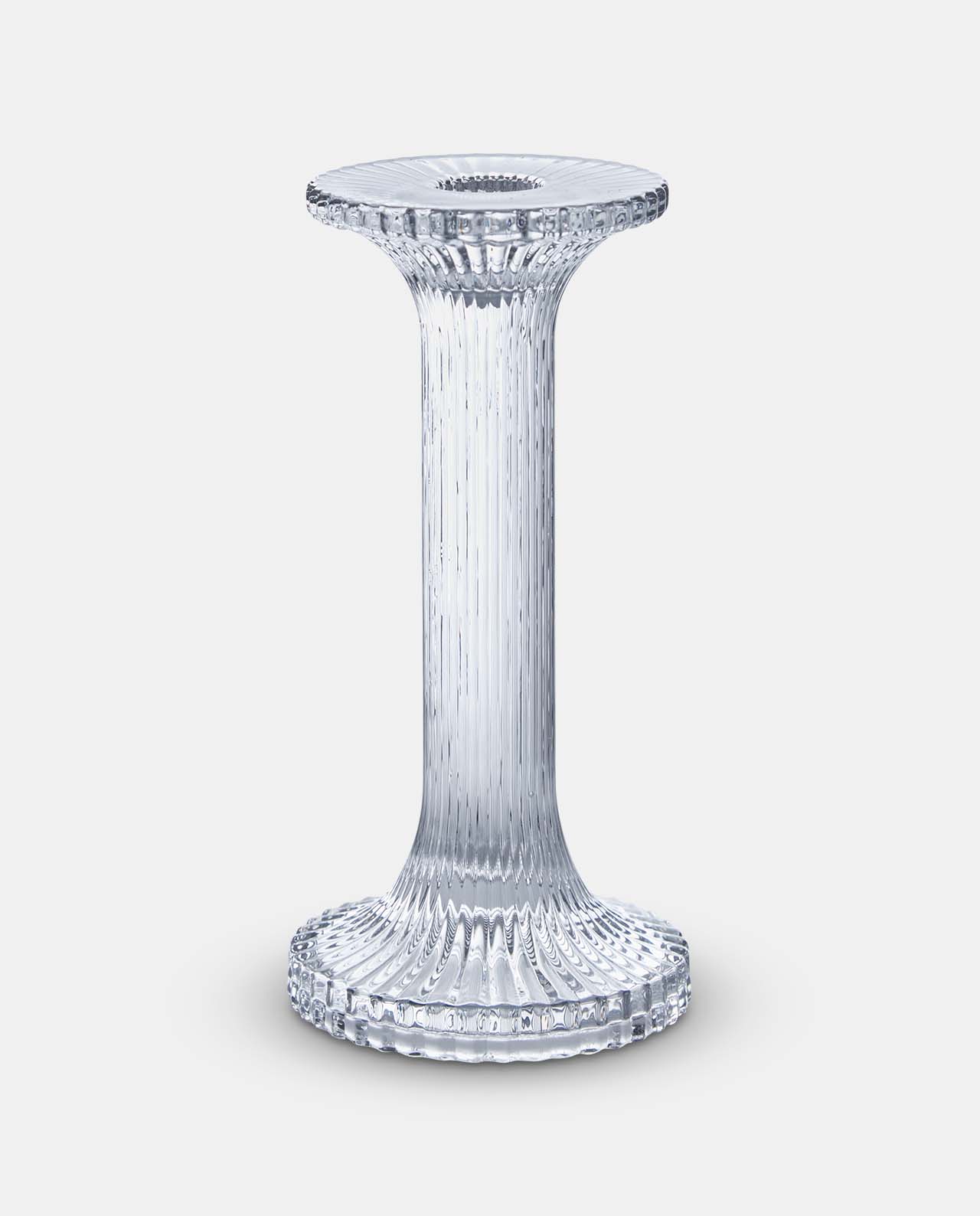 Glass Ribbed Candle Stick 