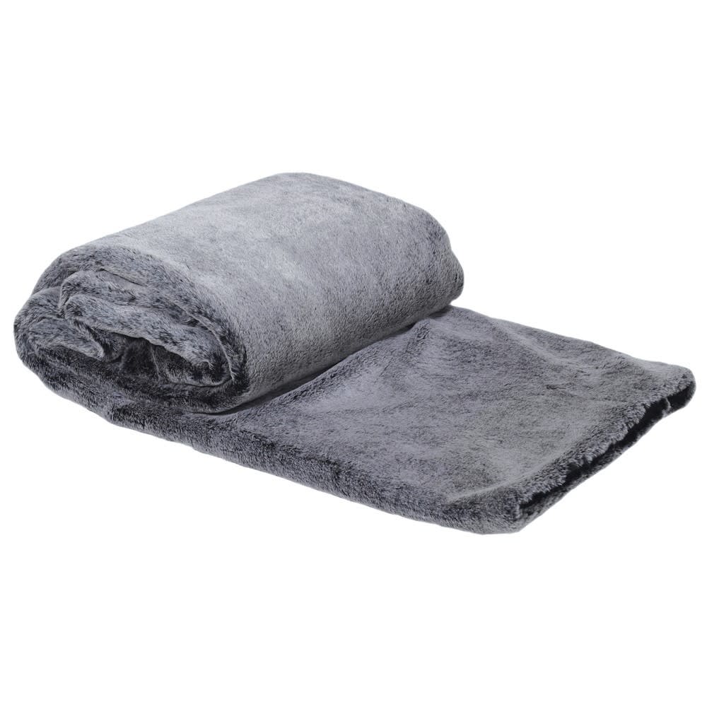 Grey Faux Fur Throw 135 x 180cm