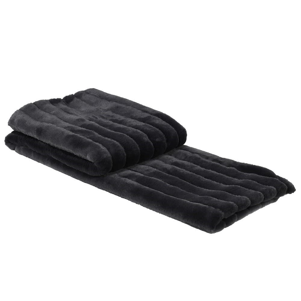 Charcoal Ribbed Faux Fur Throw