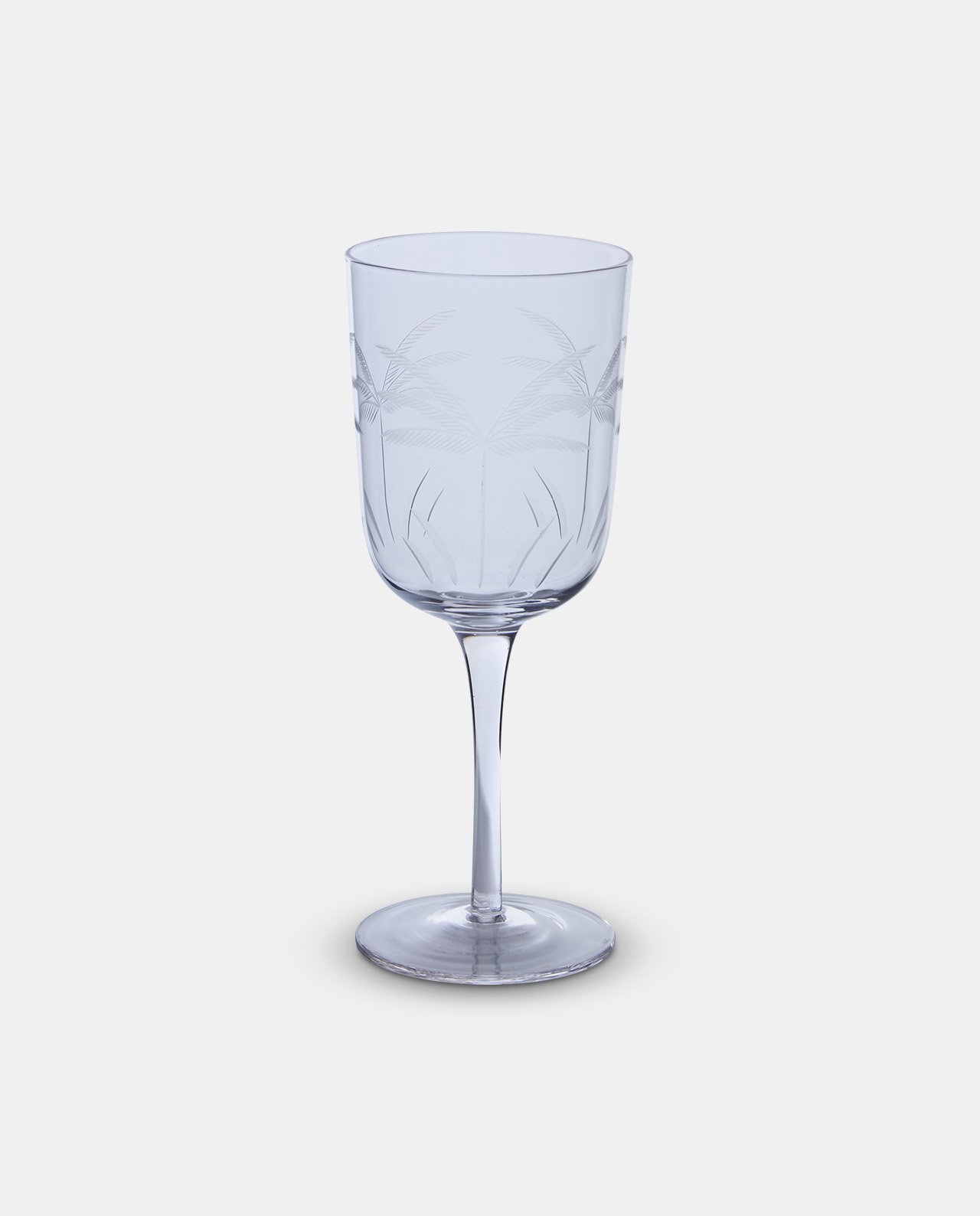 Glass Palm Etched Wine Glass 