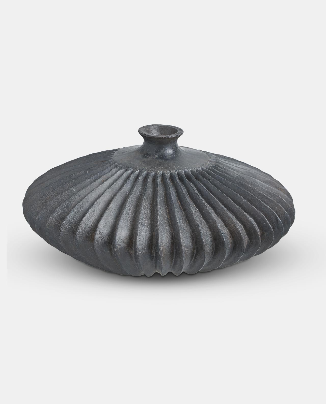 Grey Round Ridged Vase