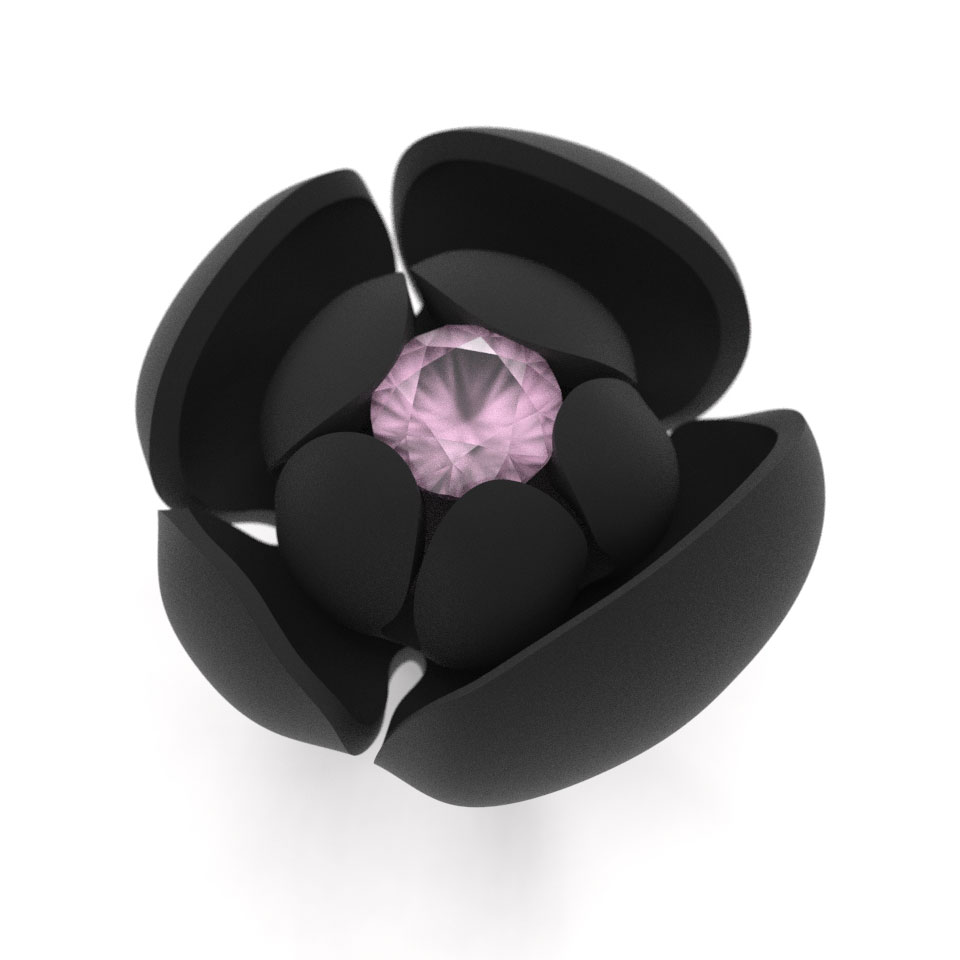 Flower Ring, 12mm Rose Quartz